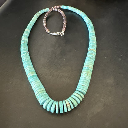 Santo Domingo Stabilized Blue Turquoise Necklace 26” 19599