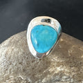 Southwestern Blue Kingman Turquoise Ring Size 7 | Sterling Silver | Authentic Native American Handmade | 18506