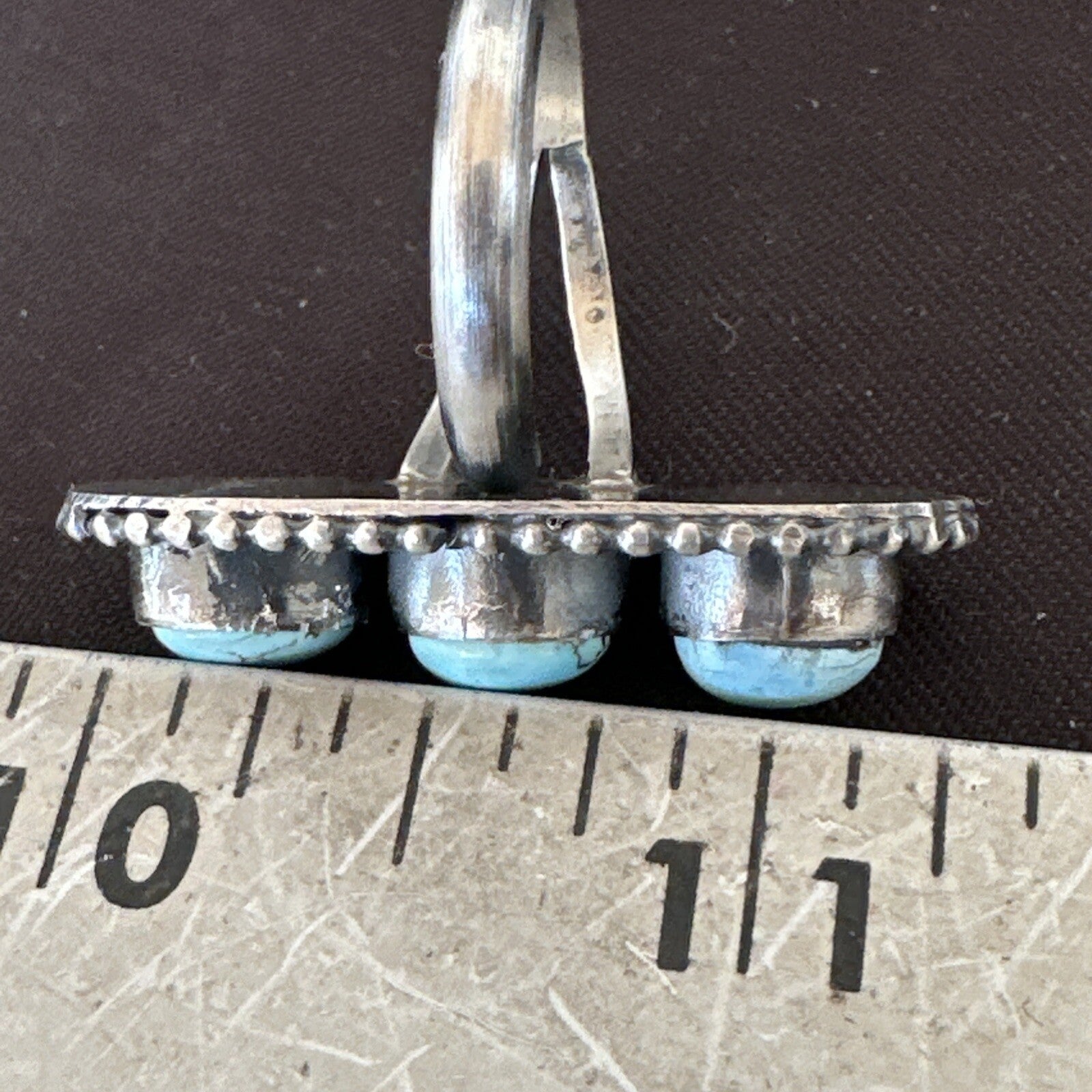 Women Blue Dry Creek Turquoise Navajo Sterling Silver Ring Sz 9 18617