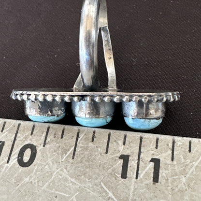 Women Blue Dry Creek Turquoise Navajo Sterling Silver Ring Sz 9 18617