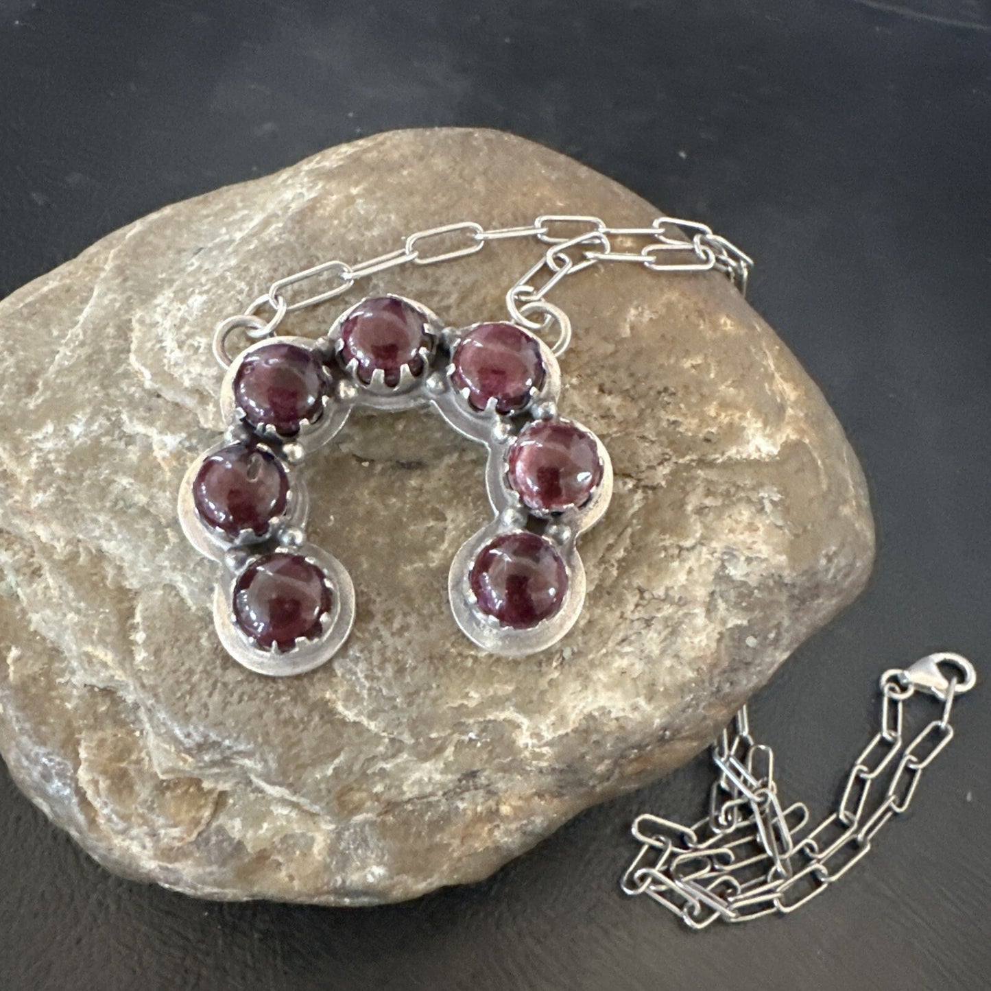 Purple Spiny Oyster Naja Pendant Navajo Sterling Silver Chain 20” Necklace 18853