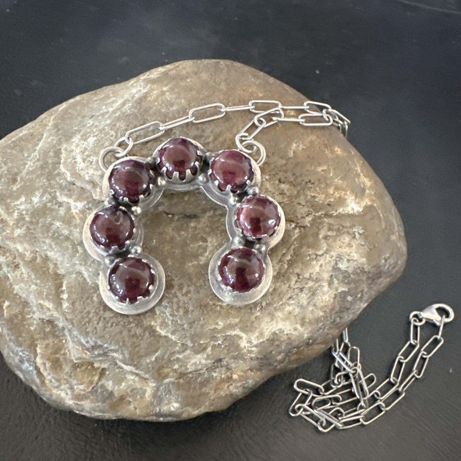 Purple Spiny Oyster Naja Pendant Navajo Sterling Silver Chain 20” Necklace 18853
