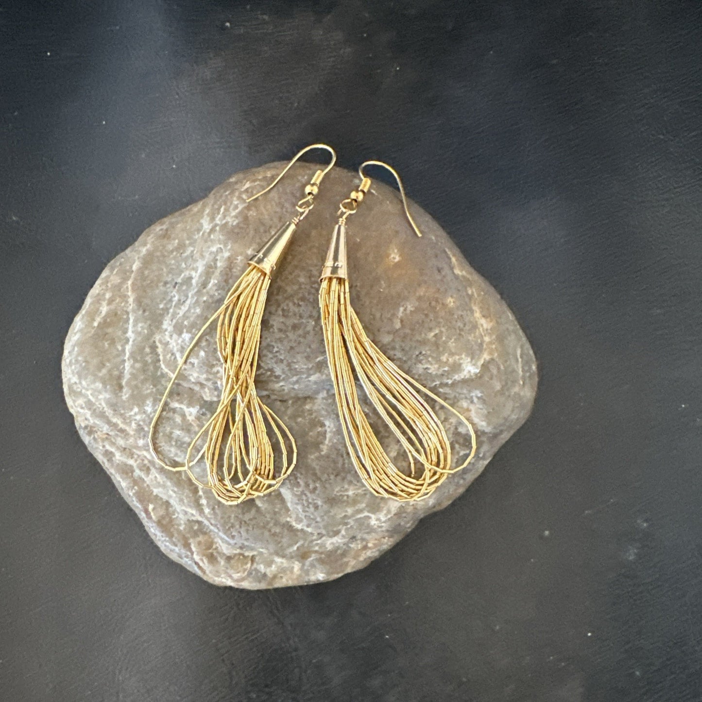 Liquid Sterling Silver Goldfilled 10 Strand Heishi Dangle 3" Earrings 19723
