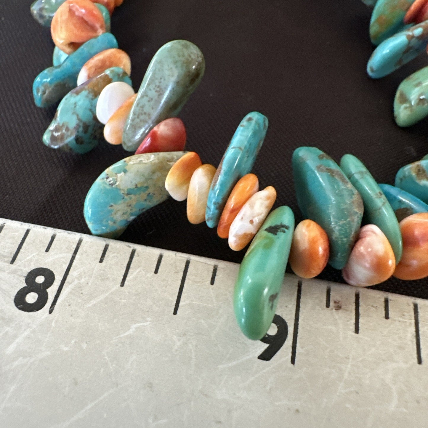 Green Turquoise Spiny Oyster Nugget Sterling Silver Necklace 20" 18091