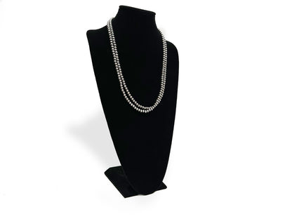 Native American 6mm Sterling Silver Navajo Pearls 66" Single Strand Necklace