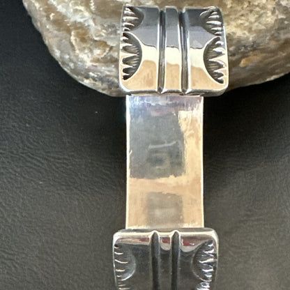 Stamped Cuff Bracelet Native American Navajo Sterling Silver 18042