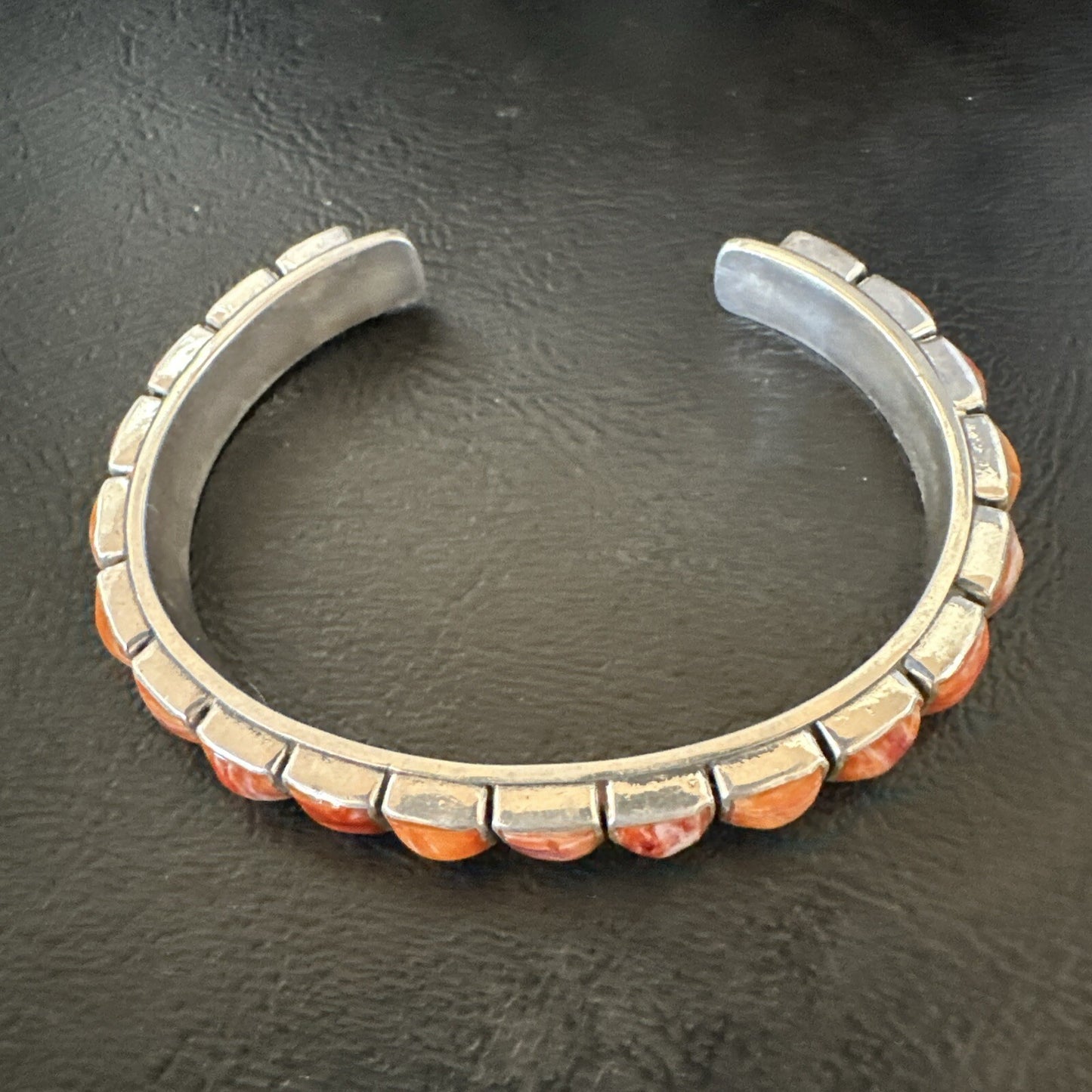 Womens Orange Red Spiny Oyster Southwestern Sterling Silver Cuff Bracelet 18376