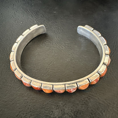 Womens Orange Red Spiny Oyster Southwestern Sterling Silver Cuff Bracelet 18376