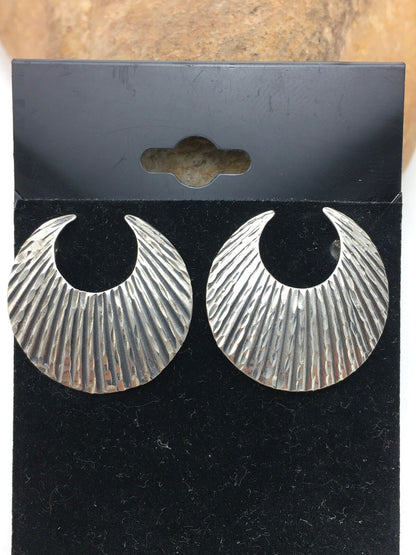 Crescent Indian Navajo Sterling Silver Stud Earrings 1" 04487