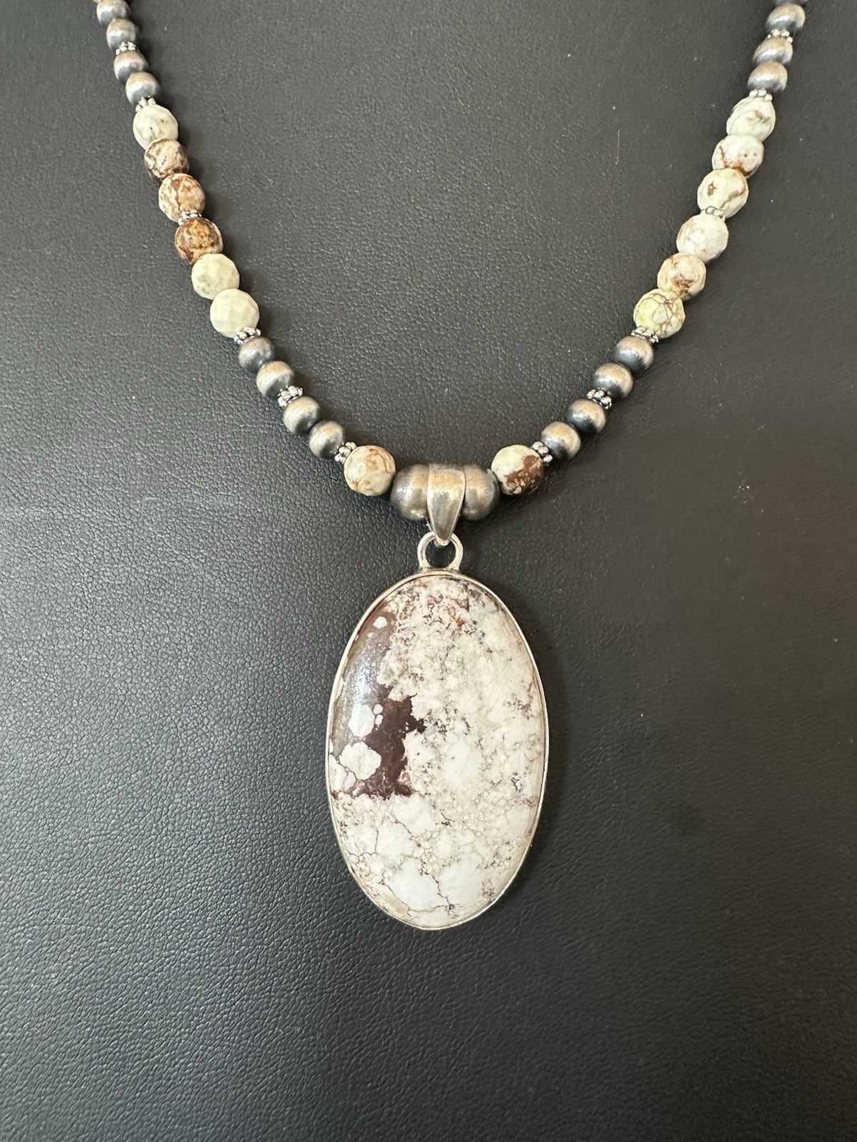 Mens Womens Wild Horse Turquoise Pendant Navajo Sterling Silver Necklace 19539