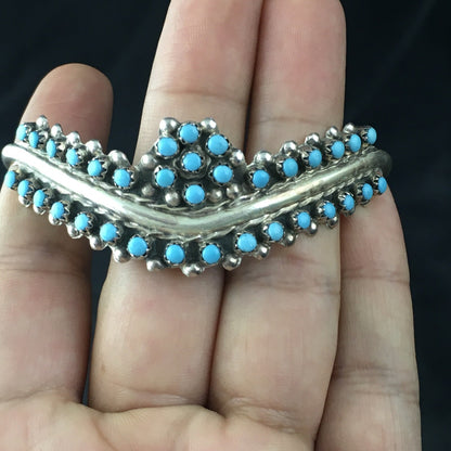 Children Blue Turquoise Petite Point Zuni Sterling Bracelet 01990