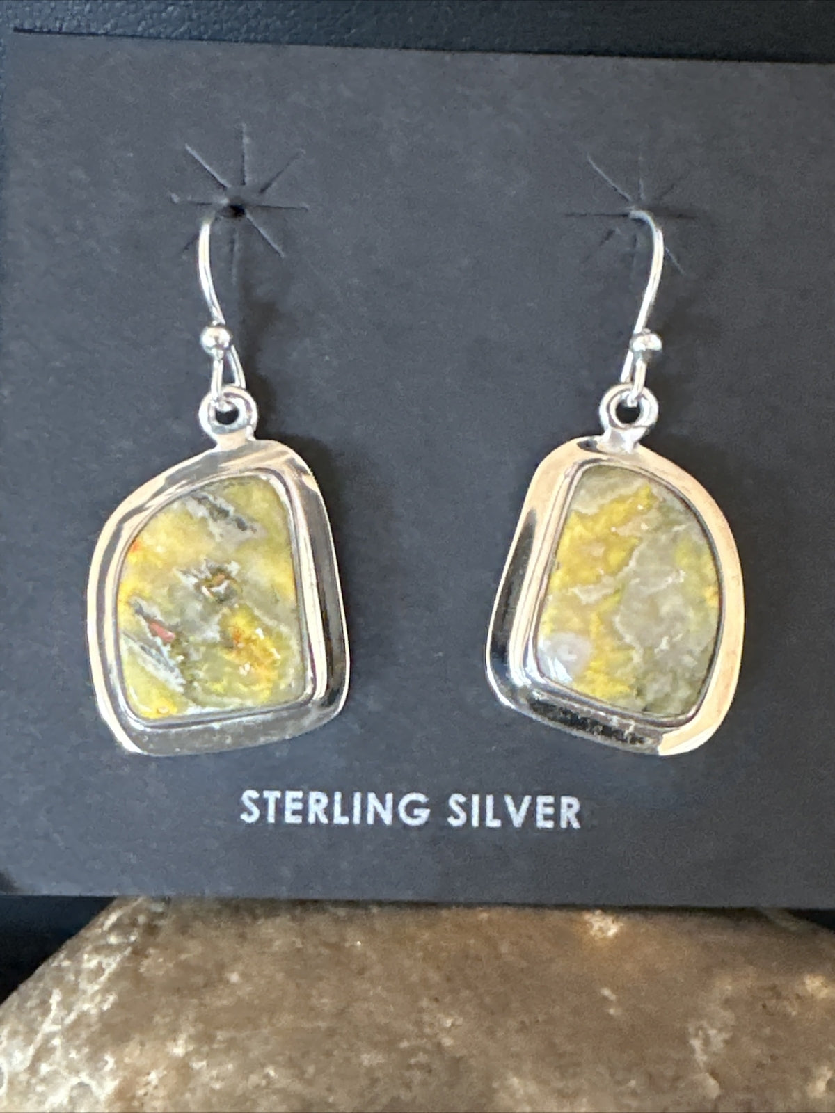 Womens Bumblebee Jasper Navajo Sterling Silver Earrings 15833
