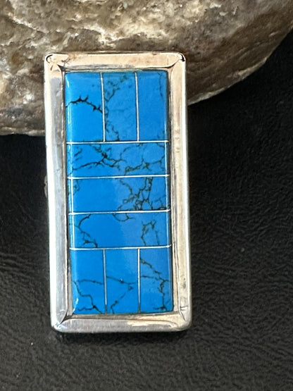 Harold Joe Mens Native American Navajo Blue Turquoise Inlay Ring Sz 11 19395