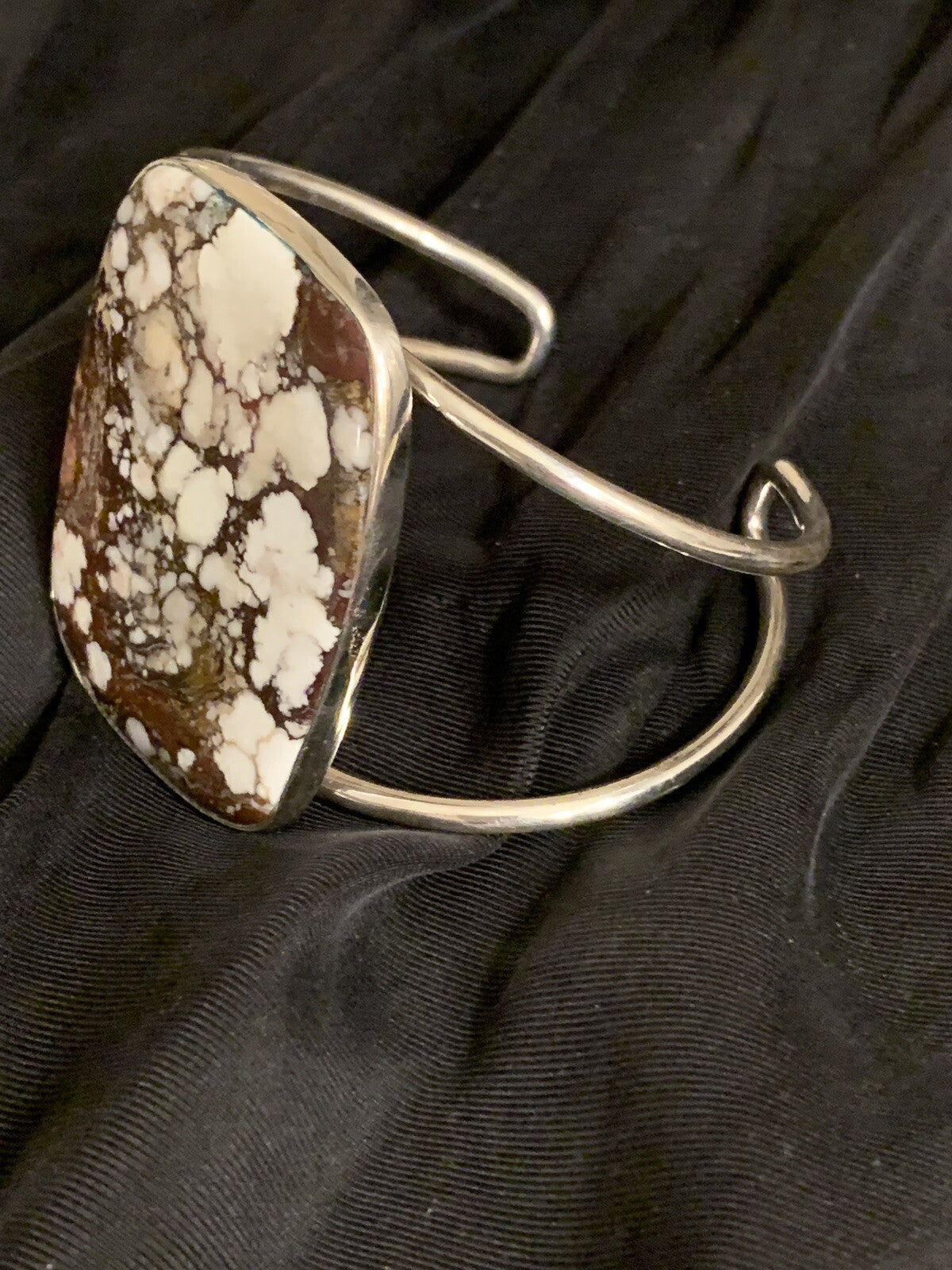 Womens Wild Horse Turquoise Sterling Silver Cuff Wire Bracelet 10497