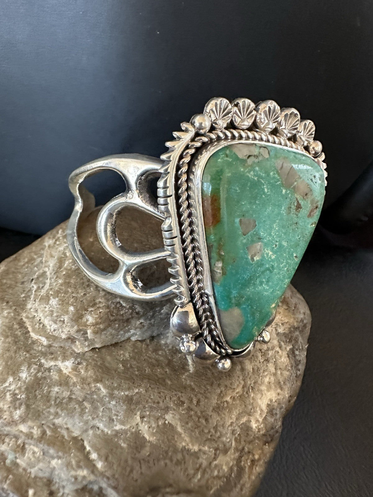 Mens Tufa Royston Turquoise Navajo Sterling Silver Cuff Bracelet 7.1" 19452