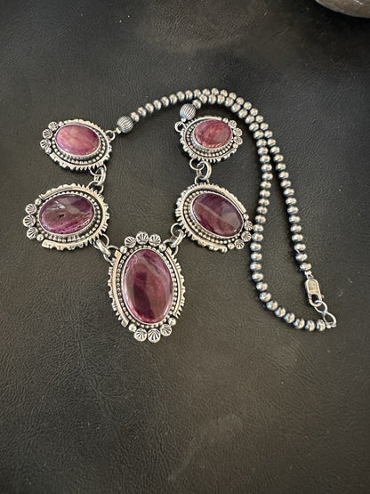 Purple Spiny Oyster Pendant Sterling Silver Choker Necklace 20" 19543