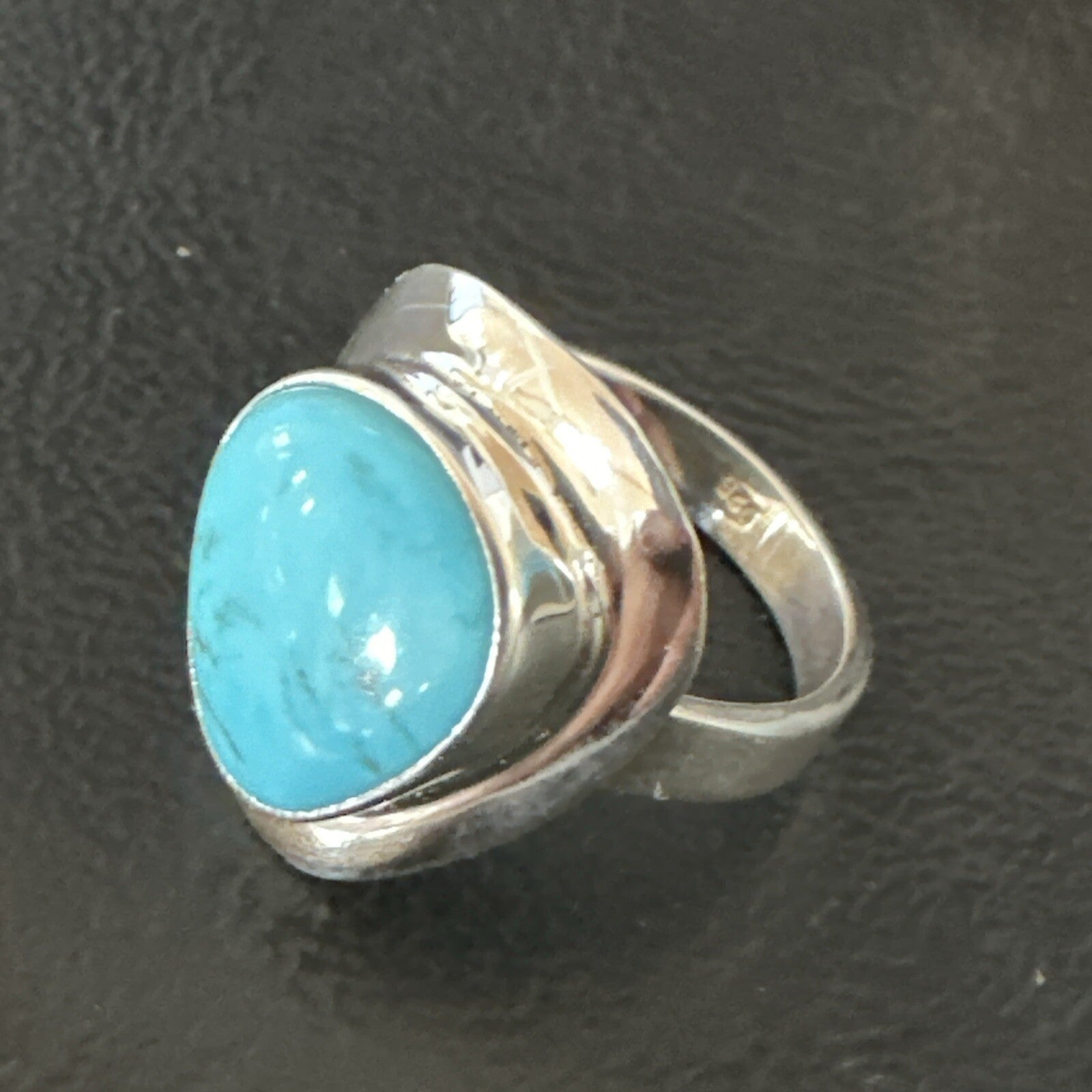 Southwestern Sterling Silver Blue Kingman Turquoise Ring Size 7 18512