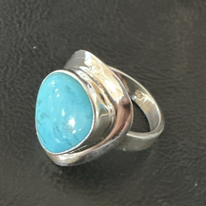 Southwestern Sterling Silver Blue Kingman Turquoise Ring Size 7 18512