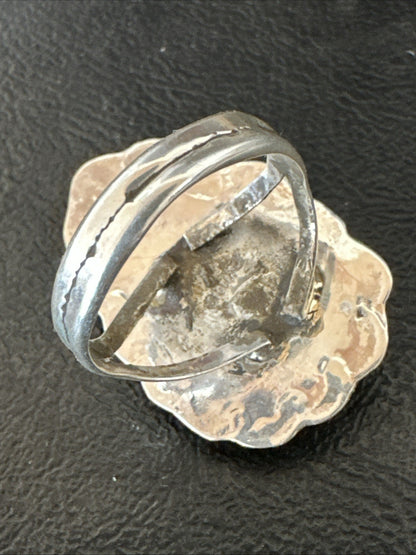Blue Golden Hill Turquoise Navajo Sterling Silver Ring Size 11 19822