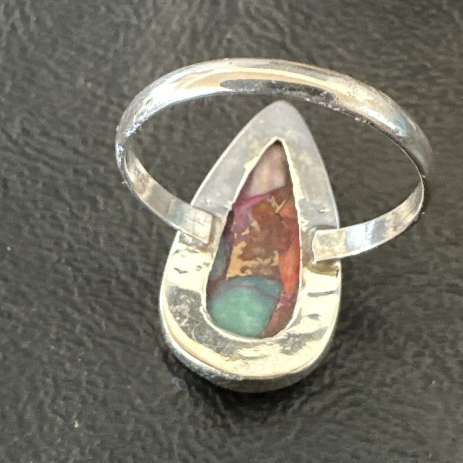 Blue Turquoise Spiny Oyster Southwestern Sterling Silver Ring Size 11 18454