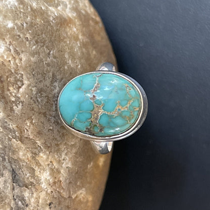 Native American Navajo Sterling Silver Blue Turquoise Ring Size 7 11415