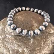 Navajo 8mm Beads 6"Stretch Bracelet | Sterling Silver | Authentic Native American Handmade | 90801