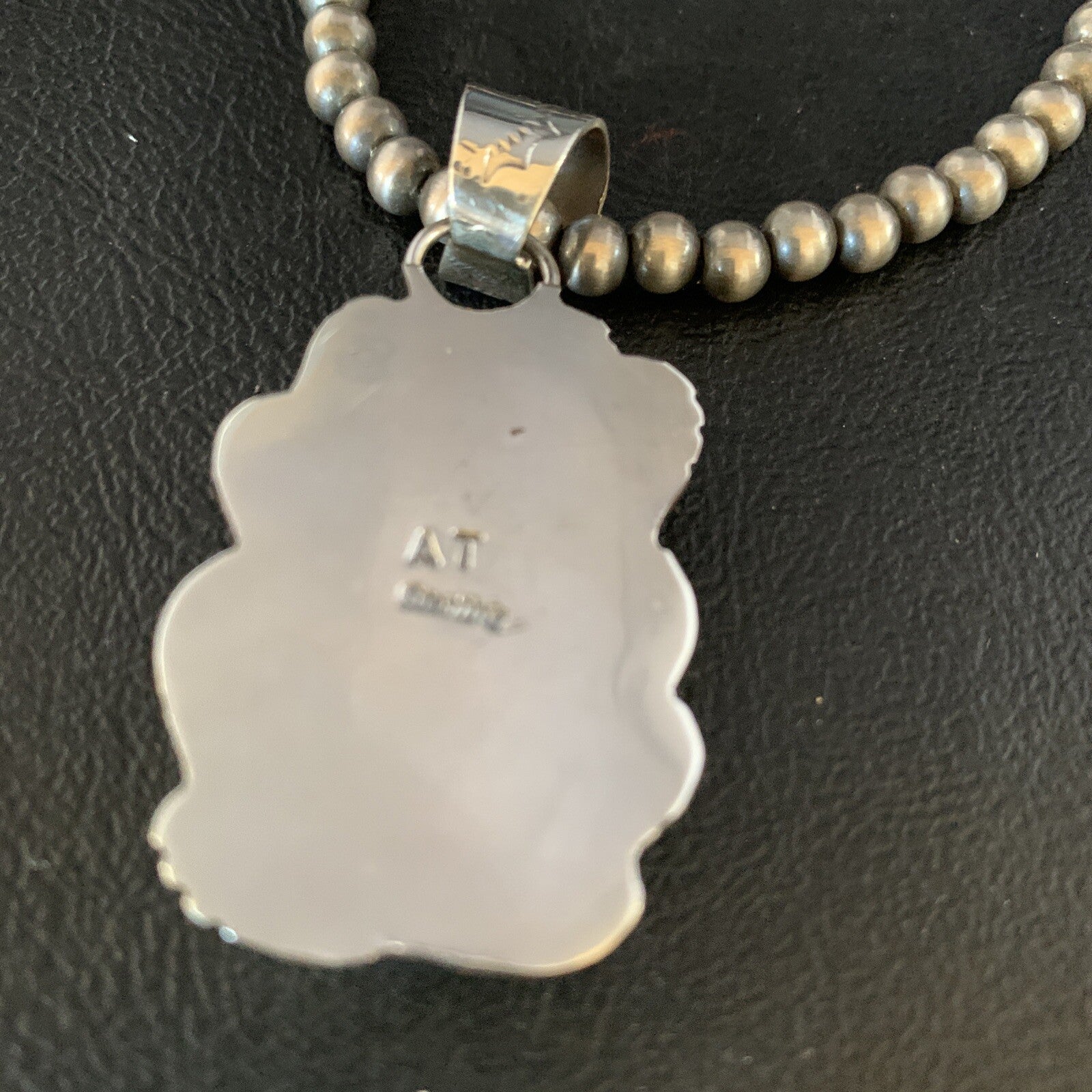 Mens Sterling Silver Beads White Buffalo Turquoise Necklace Pendant 20" 13666