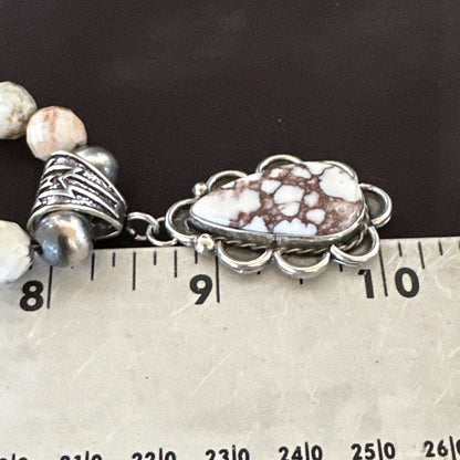 Wild Horse Turquoise Pendant Sterling Silver Beads Howlite Necklace 18030