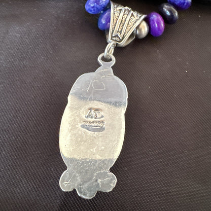 Purple Stone Pendant Navajo Pearls Sterling Silver Necklace 21” 18033