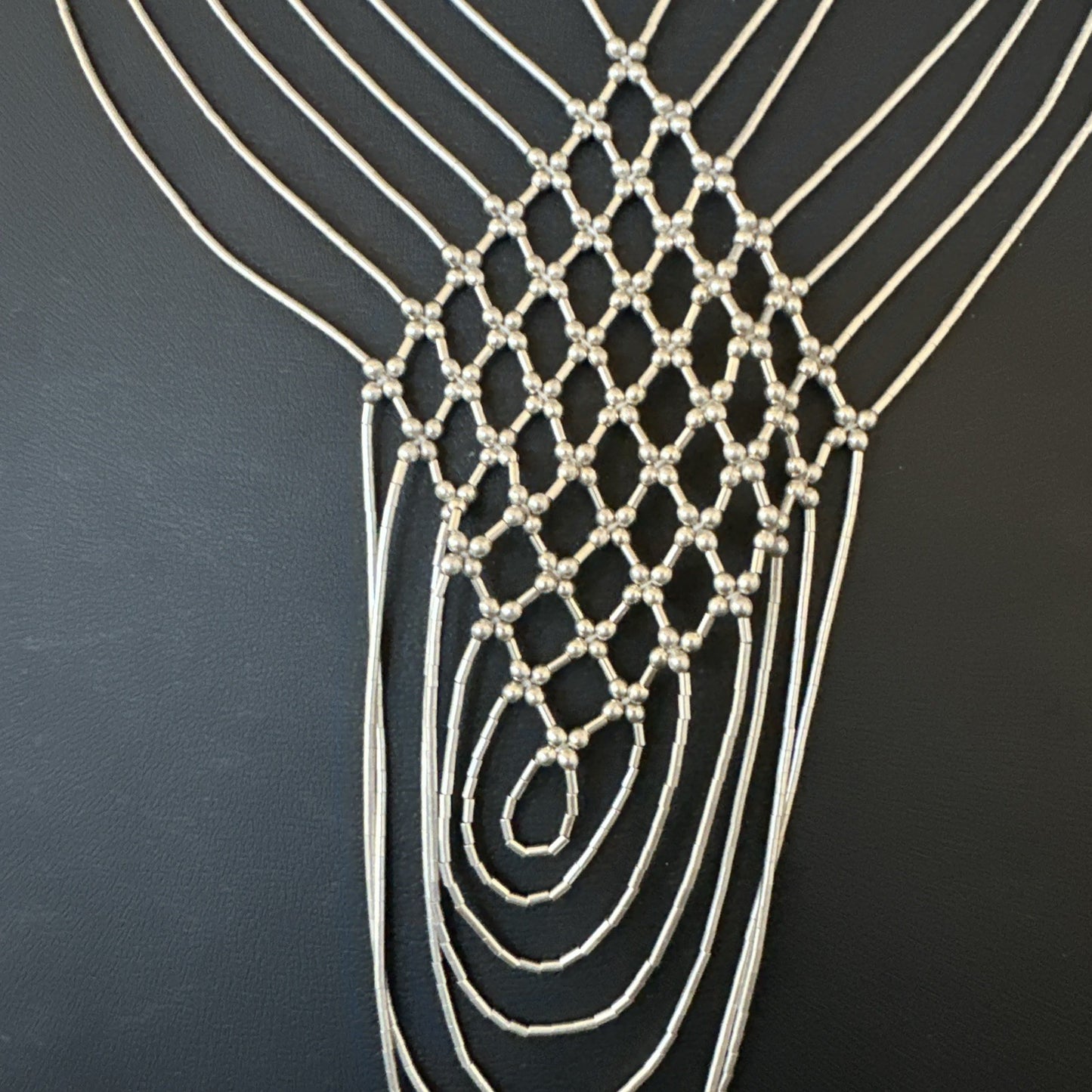 Sterling Silver Heishi Tubes Pendant 7 Strand Necklace 19754