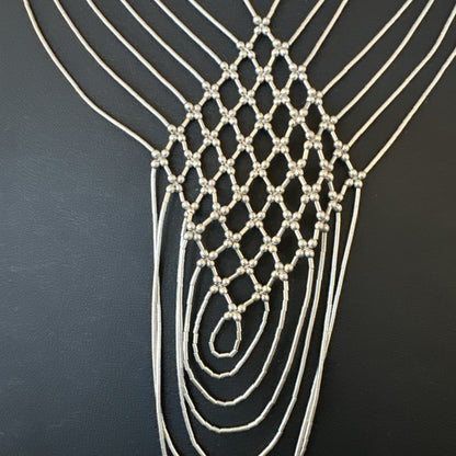 Sterling Silver Heishi Tubes Pendant 7 Strand Necklace 19754