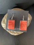 Red Spiny Oyster Navajo Dangle Earrings | Sterling Silver | Authentic Native American Handmade | 14094