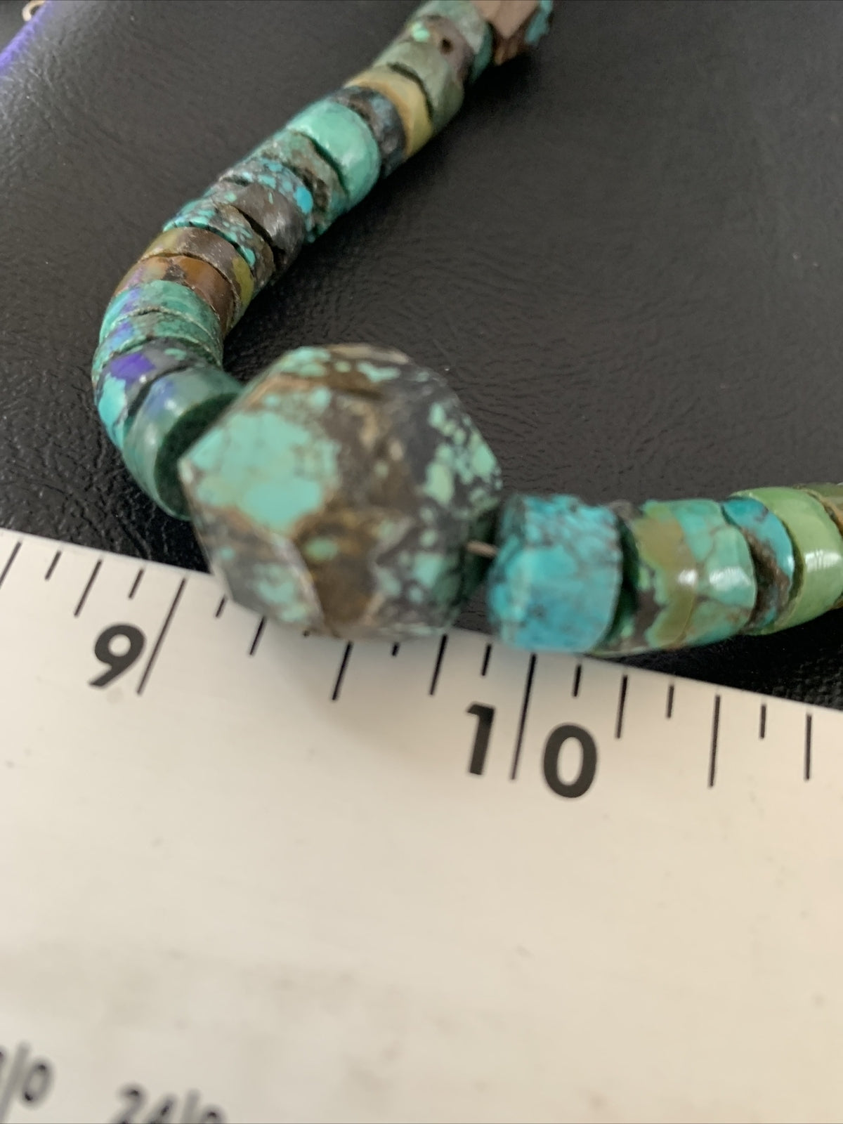 Men Chunky Spiderweb Turquoise Heishi Navajo Sterling Silver Necklace 21” 124504