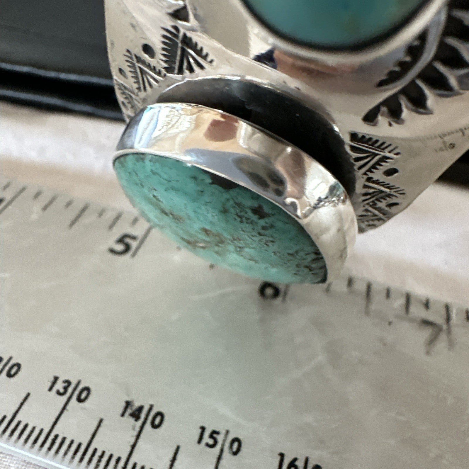 XL Mens Blue Green Turquoise Navajo Sterling Silver Cuff Bracelet 8" 19505