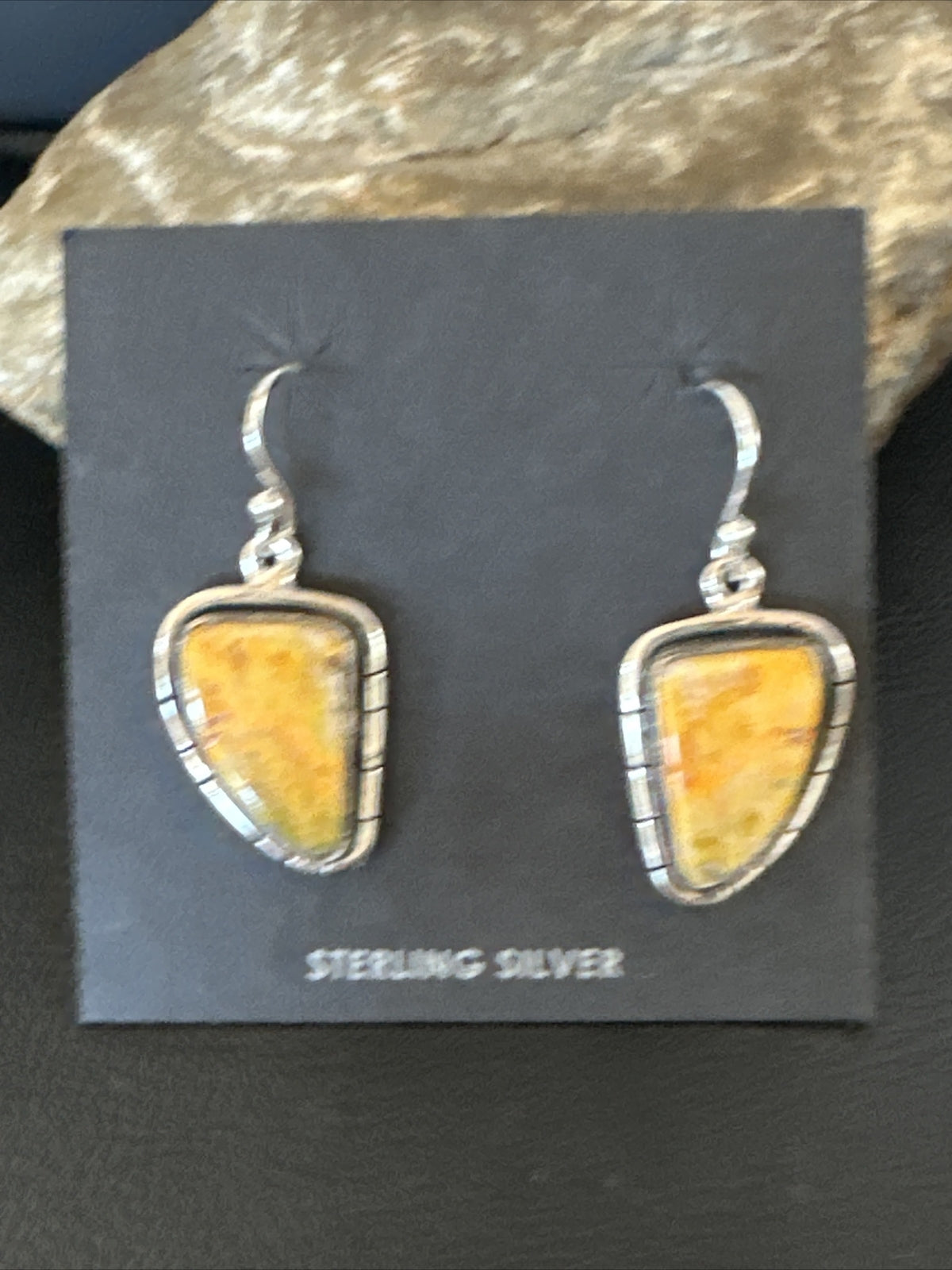 Womens Bumblebee Jasper Navajo Sterling Silver Earrings 15832