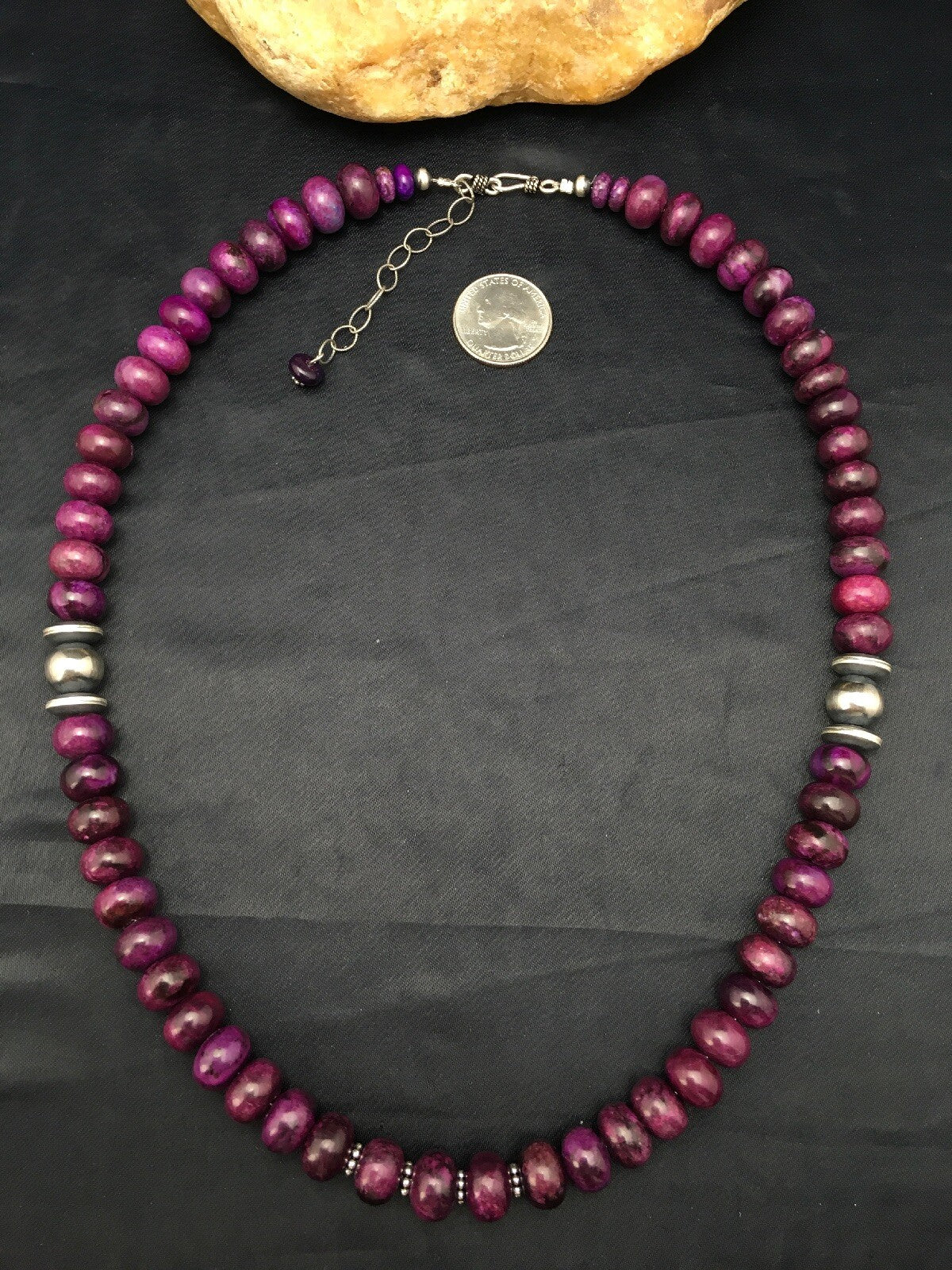 Stone Bead Navajo Sterling Silver Necklace 23” 18143