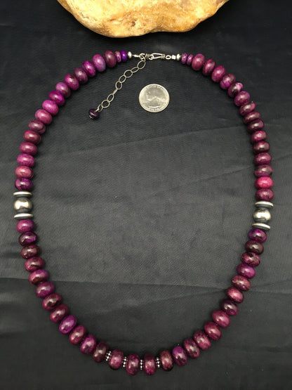 Stone Bead Navajo Sterling Silver Necklace 23” 18143