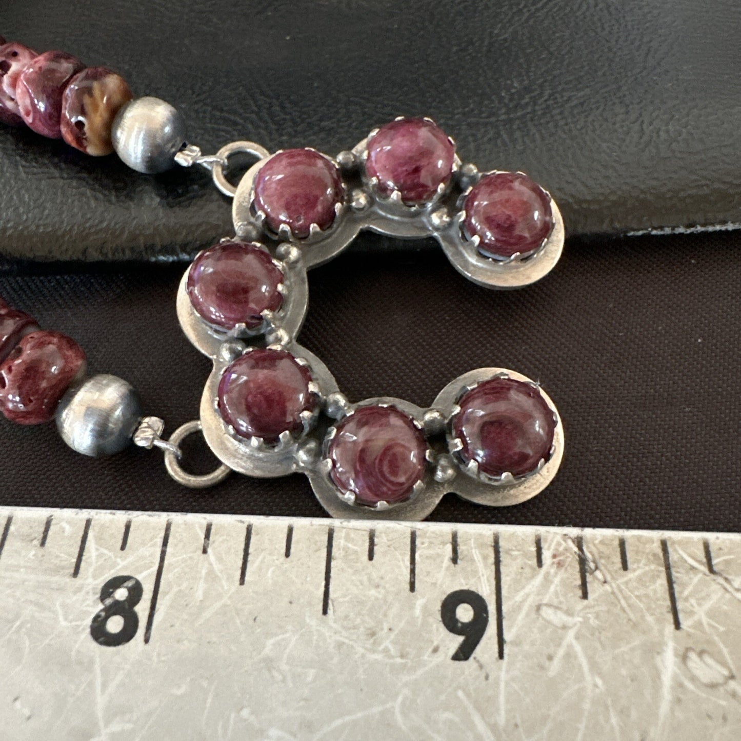Purple Spiny Oyster Naja Pendant Turquoise Navajo Sterling Silver Necklace 18848