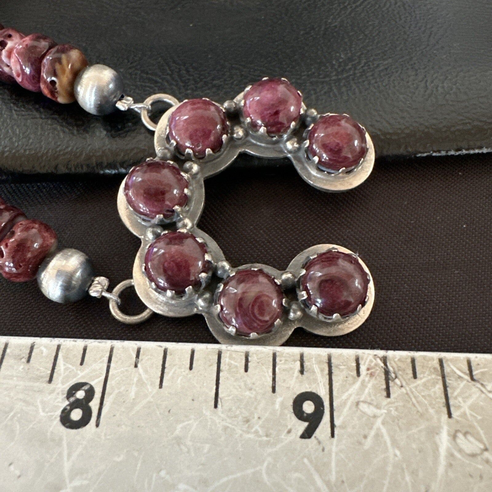 Purple Spiny Oyster Naja Pendant Turquoise Navajo Sterling Silver Necklace 18848