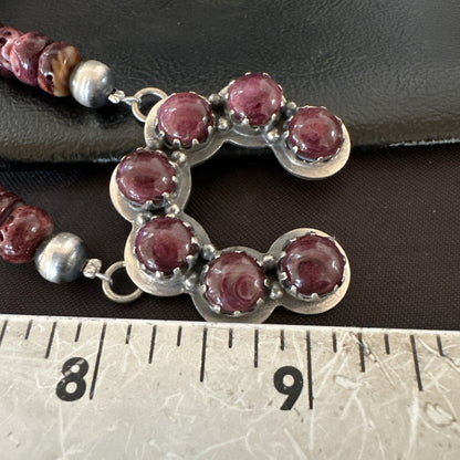 Purple Spiny Oyster Naja Pendant Turquoise Navajo Sterling Silver Necklace 18848