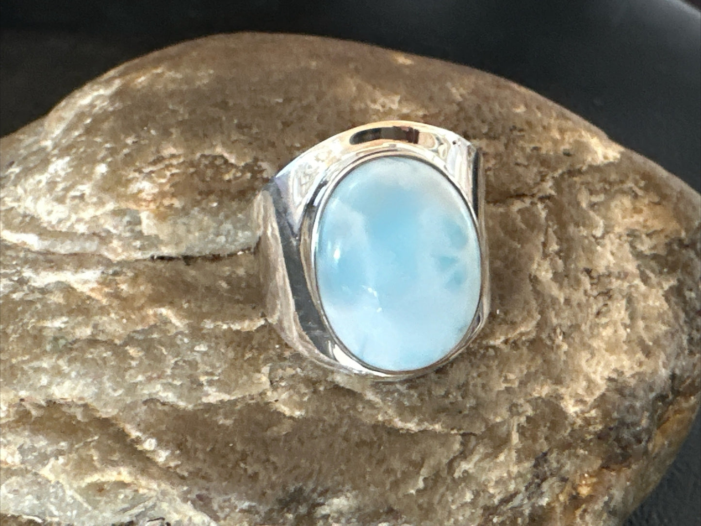Womens Blue Larimar Navajo Sterling Silver Ring Size 9 17672