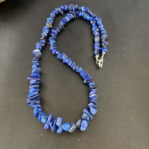 Navajo Lapis Turquoise Coral Beaded Necklace Sterling Silver 7" 13117