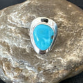 Southwestern Blue Kingman Turquoise Ring Size 8 | Sterling Silver | Authentic Native American Handmade | 18516