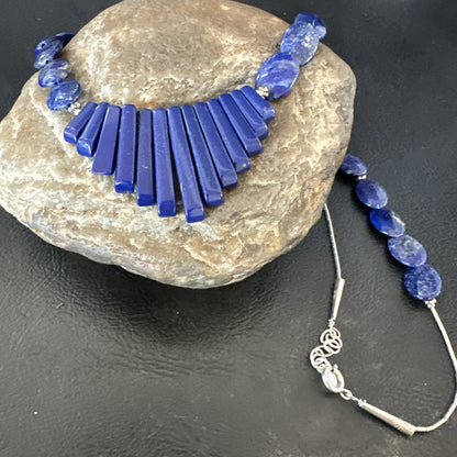 Mens Womens Lapis Lazuli Navajo Sterling Silver 23” Necklace 17748