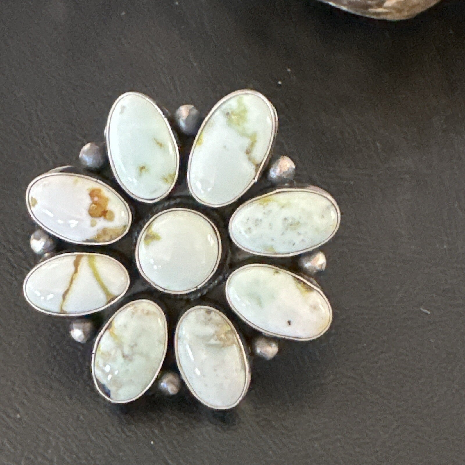 Women Blue Dry Creek Turquoise Cluster Navajo Sterling Silver Ring Sz 9 17772