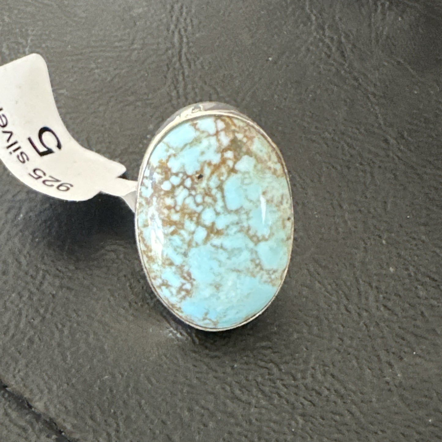 Blue Turquoise#8 Southwestern Sterling Silver Ring Size 5 19729