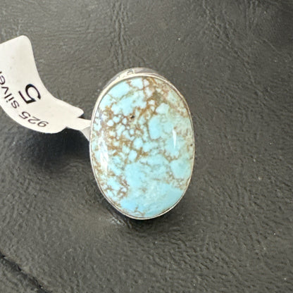 Blue Turquoise#8 Southwestern Sterling Silver Ring Size 5 19729