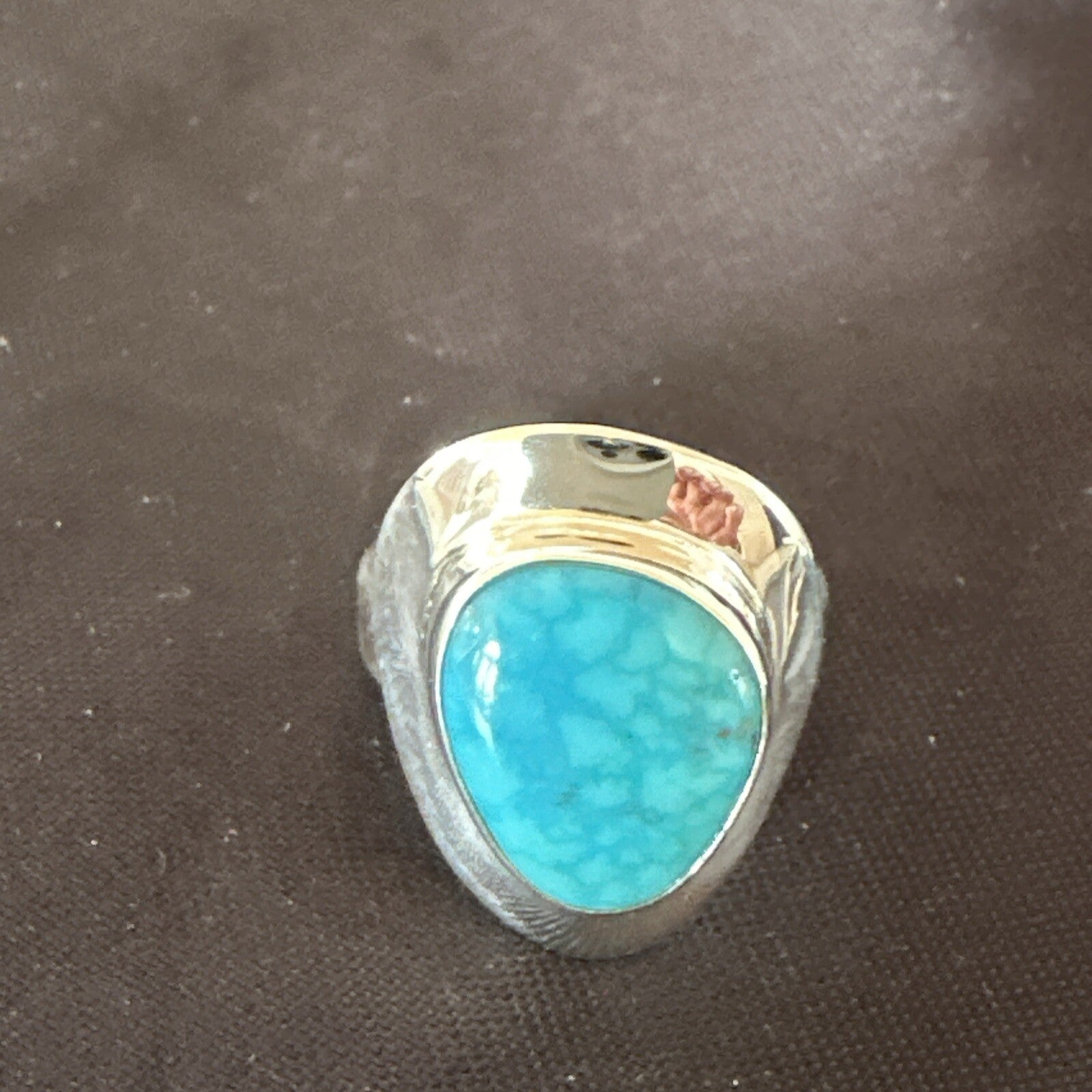 Southwestern Sterling Silver Blue Kingman Turquoise Ring Size 6 18533
