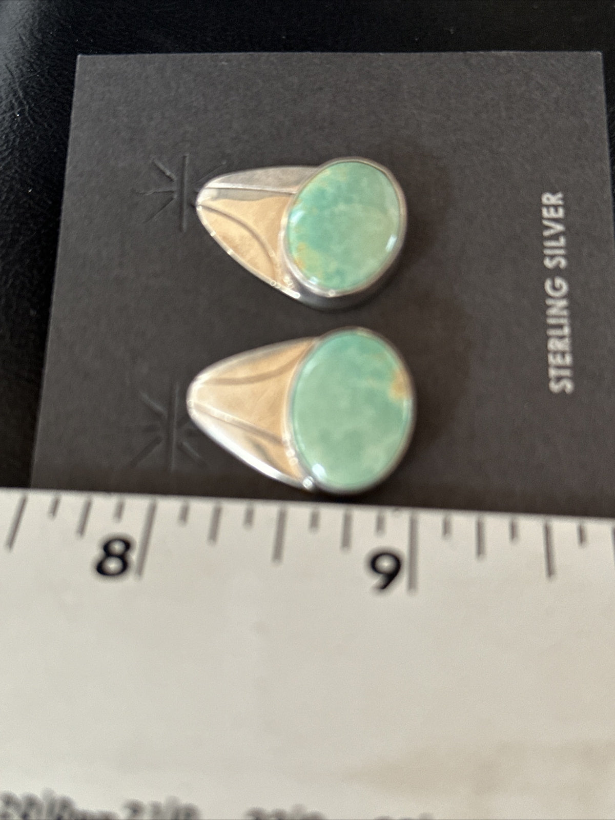 Navajo Green Turquoise Sterling Silver Dangle Earrings 14781