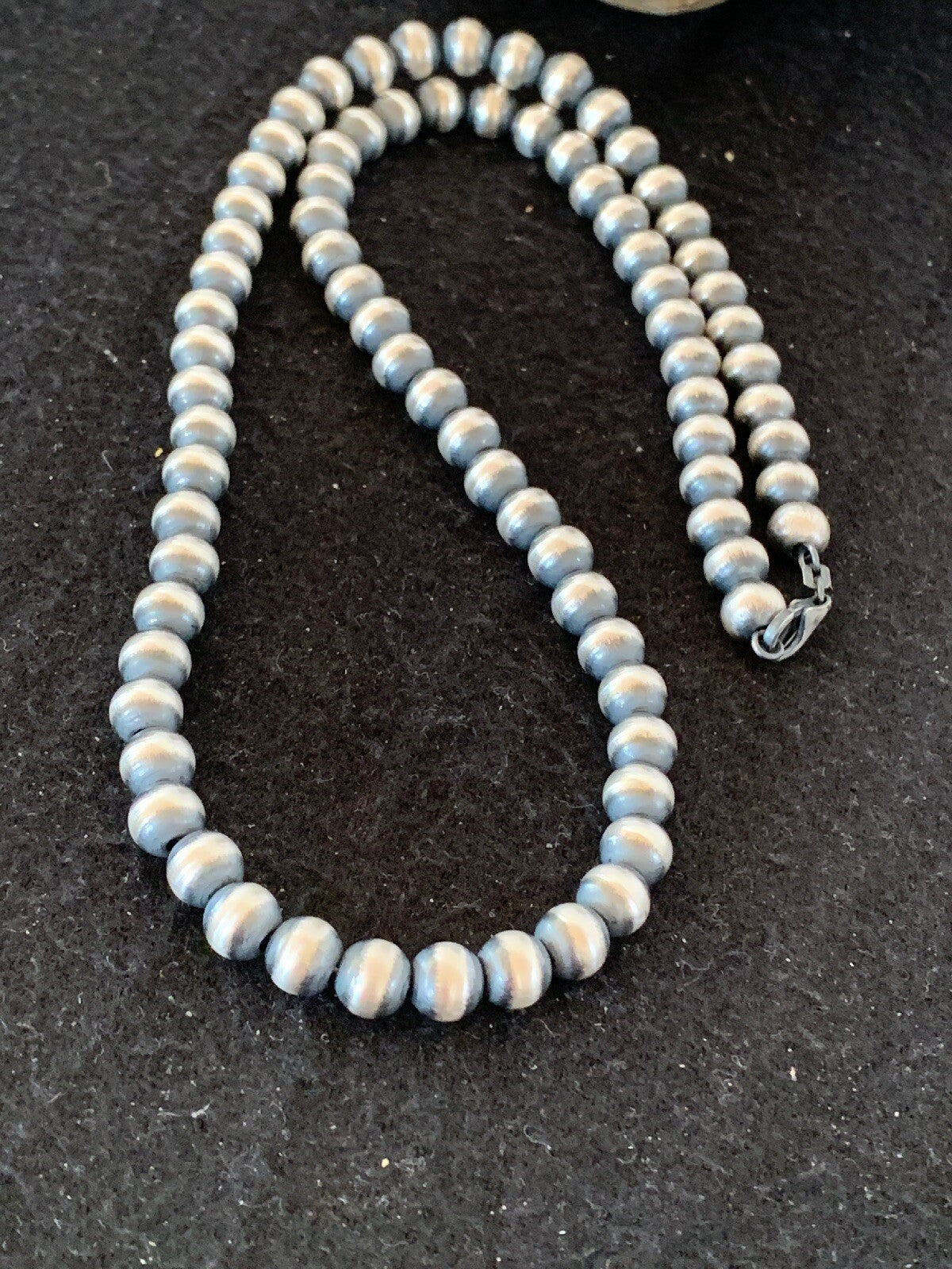 Native American 8mm Sterling Silver Navajo Pearls 23" Single Strand Necklace
